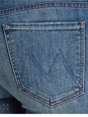 MOTHER The Looker Ankle Chew Jeans in Light Blue Denim